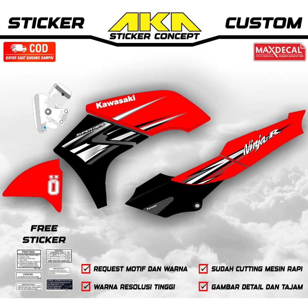 Jual Sticker striping kawasaki Ninja R transparan maxdecal (bisa ...