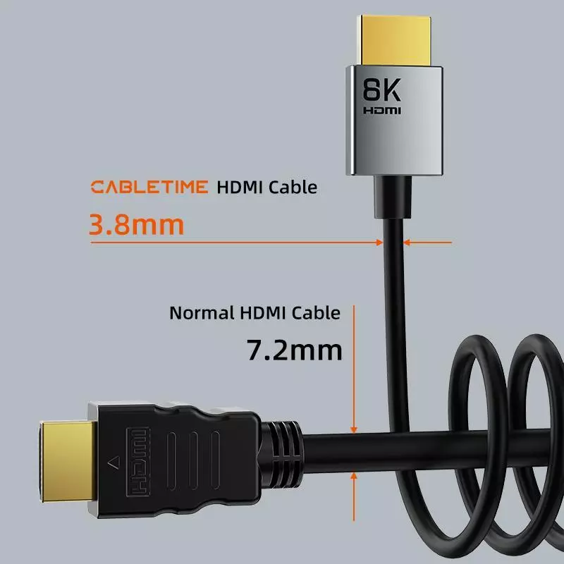 CABLETIME Kabel HDMI Ultra Slim 2.1 8K HDR 60Hz 120Hz Premium Quality