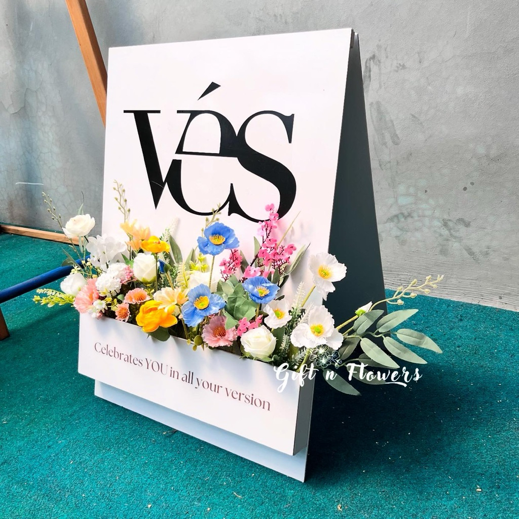 Jual Flowers Box Sign Lipat / Papan Bunga Ucapan Lipat / Welcome Sign ...