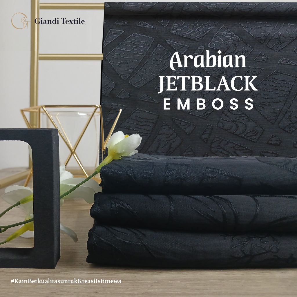 Jual Bahan Kain Arabian Jetblack Emboss 0,5 Meter | Shopee Indonesia