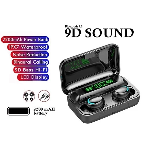 TWS Headset Bluetooth 5.0 Earphone Wireless TWS 9D  2200mah Power Bank Wireless Earbuds Waterproof | AutoStock