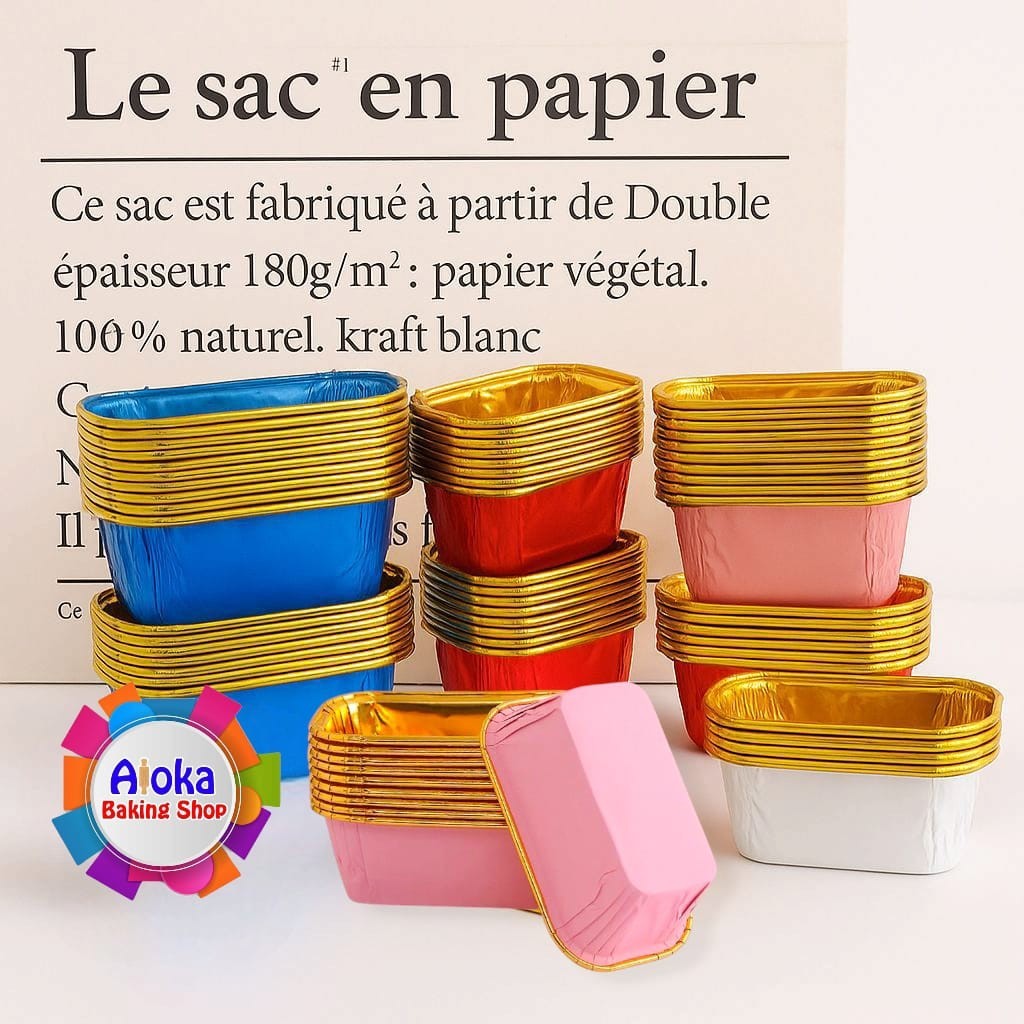 Jual 50Pcs Rectangle Cup Cake Paper Oil-proof / Tray Cupcake Persegi ...