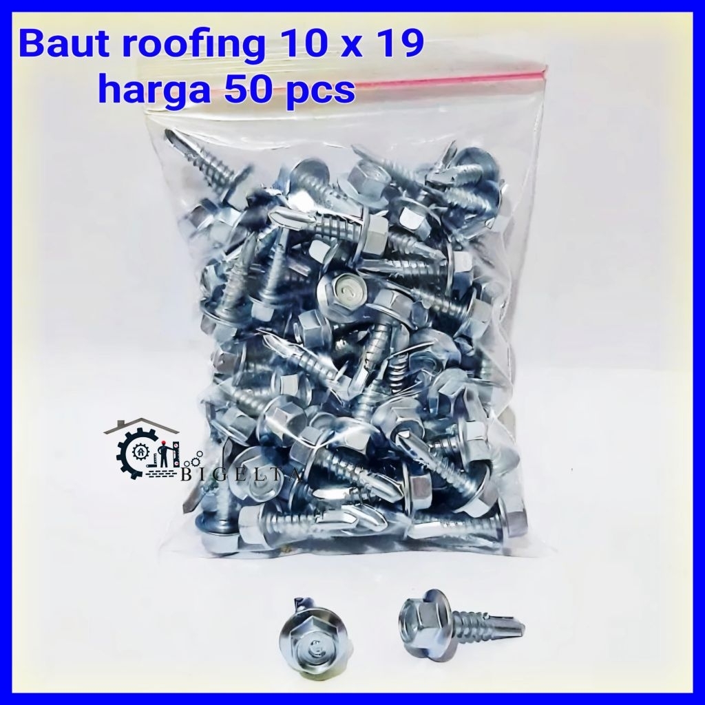 Jual BAUT ROOFING BAJA RINGAN 10x19 50pcs / sekrup roofing baja ringan ...