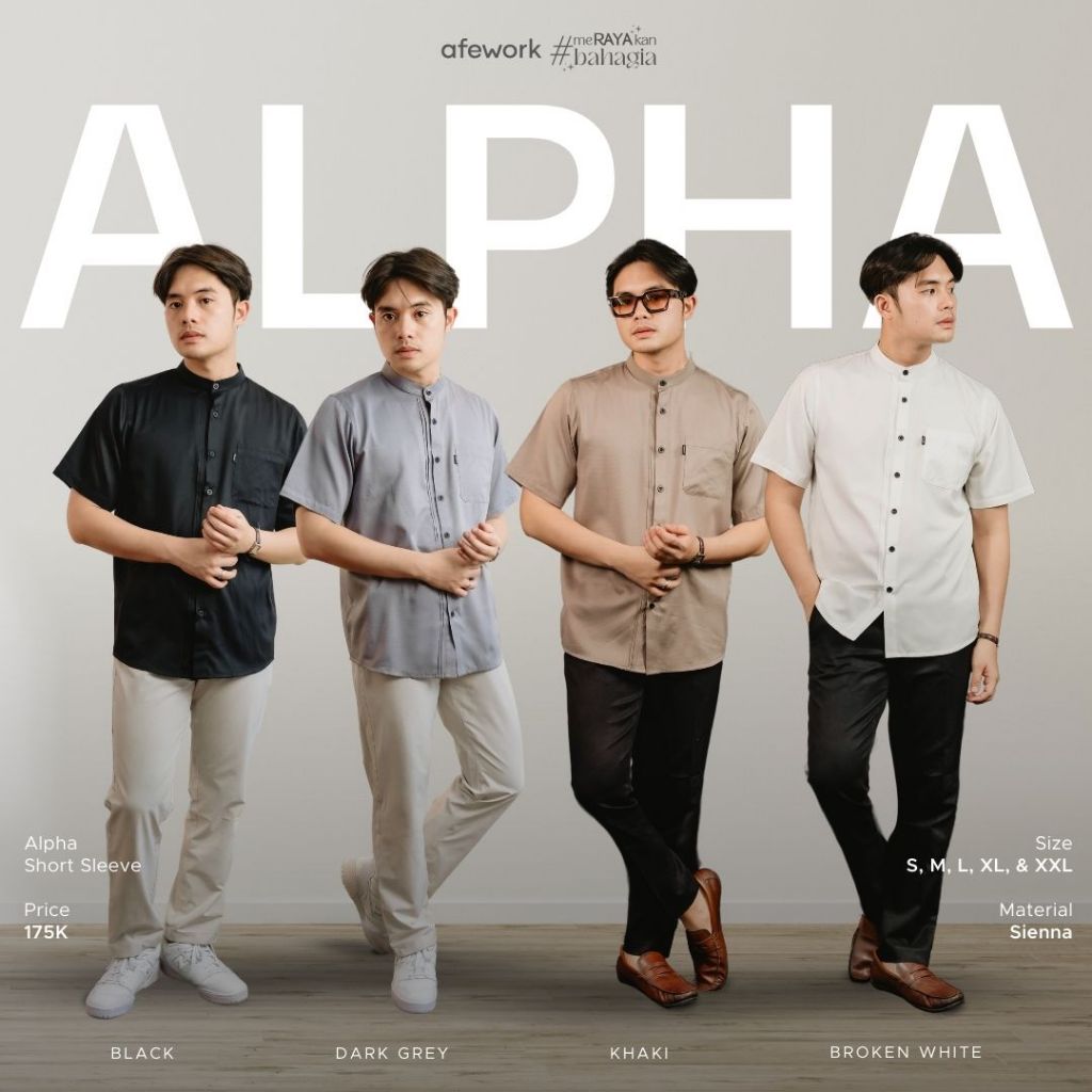 Jual Afework Alpha Kemeja Koko Casual Pria Terbaru Kekinian Lengan ...