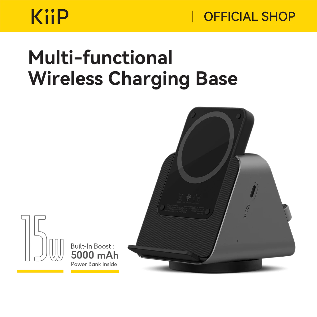 KiiP Wireless EW50S Magsafe Powerbank Wireless Charging Base 3in1 PD Fast Charging