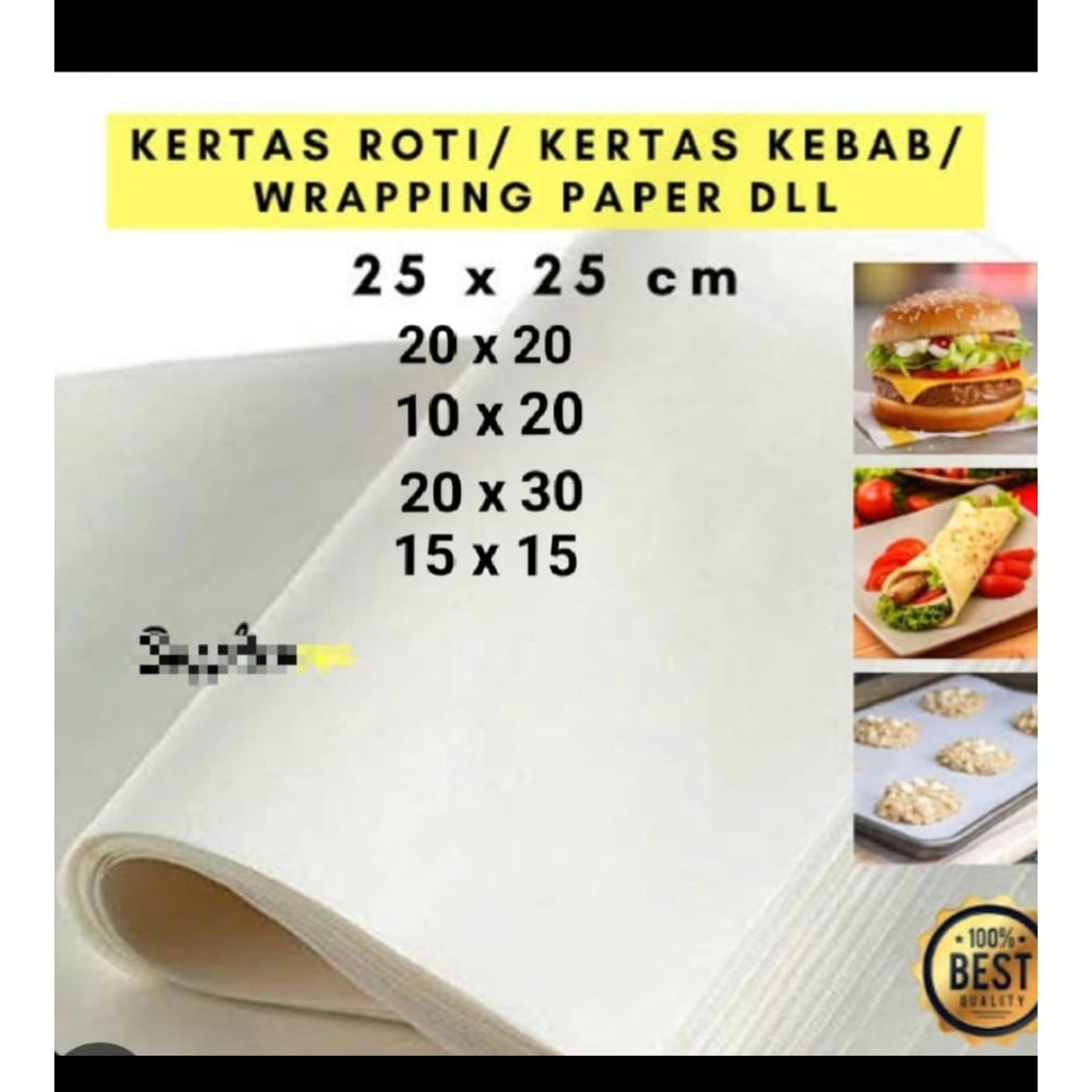 Jual 25x25 kertas roti / kertas kebab / kertas burger isi 50 lembar ...