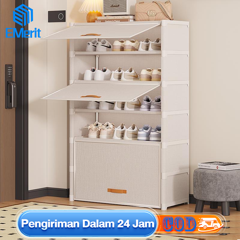 Jual Rak Sepatu Kain Anti Debu Tertutup Lemari Sepatu Susun Tertutup ...