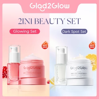 Glad2Glow 2pcs Skincare Paket- Moisturizer+Serum-Beauty Sets & Packages Mencerahkan warna kulit  Menghilangkan jerawat pengelupasan kulit penghalang perbaikan Anti penuaan kulit halus Mencerahkan bintik hitam Atur Minyak Berlebih g2glow official store