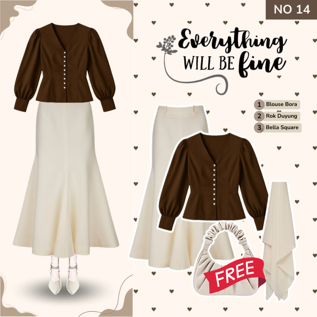 Jual One Set Rok dan Atasan Hijab ( Blouse Bora, Rok Duyung, Bella ...