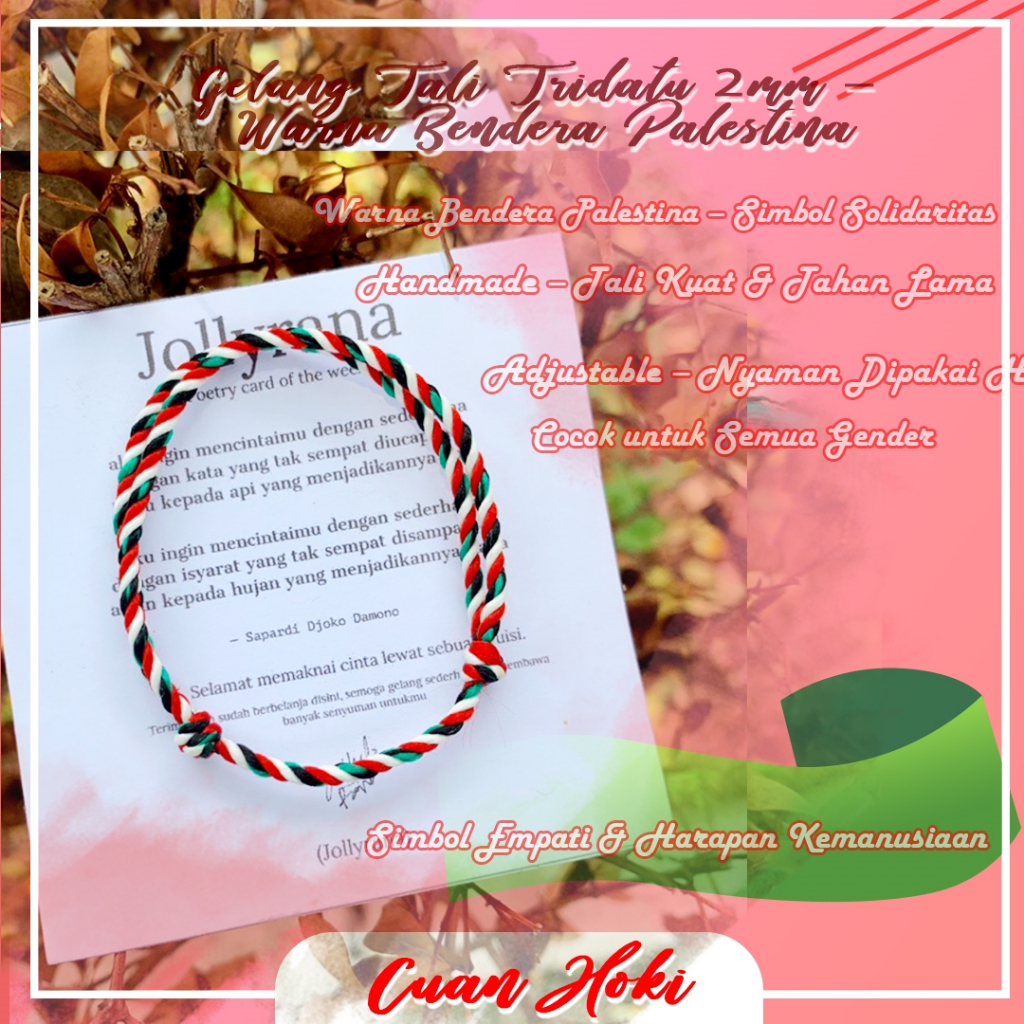 Jual Cuan Hoki Gelang Tali Tridatu 2mm- Warna Bendera Palestina Gelang ...