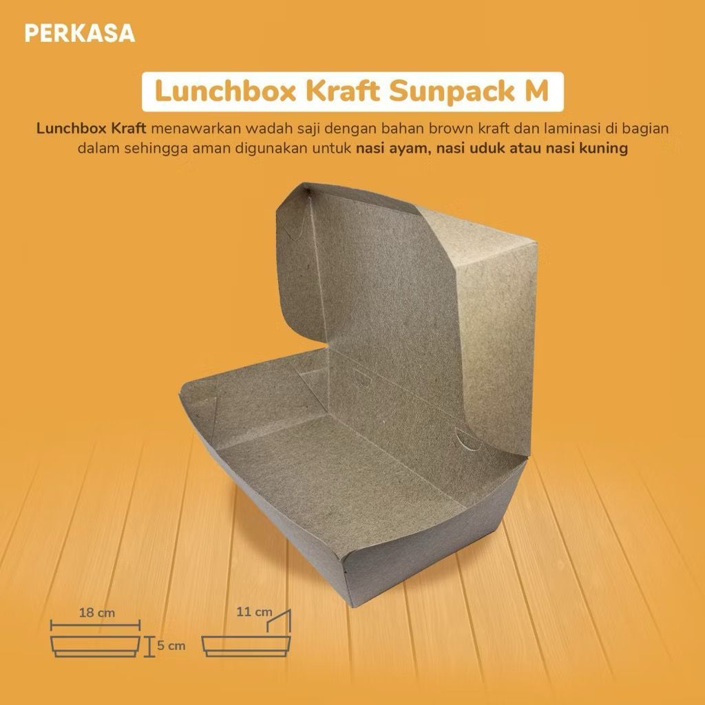 Jual (KHUSUS INSTAN) Lunch Box Kraft Sunpack Tanpa Lipat Laminasi ...