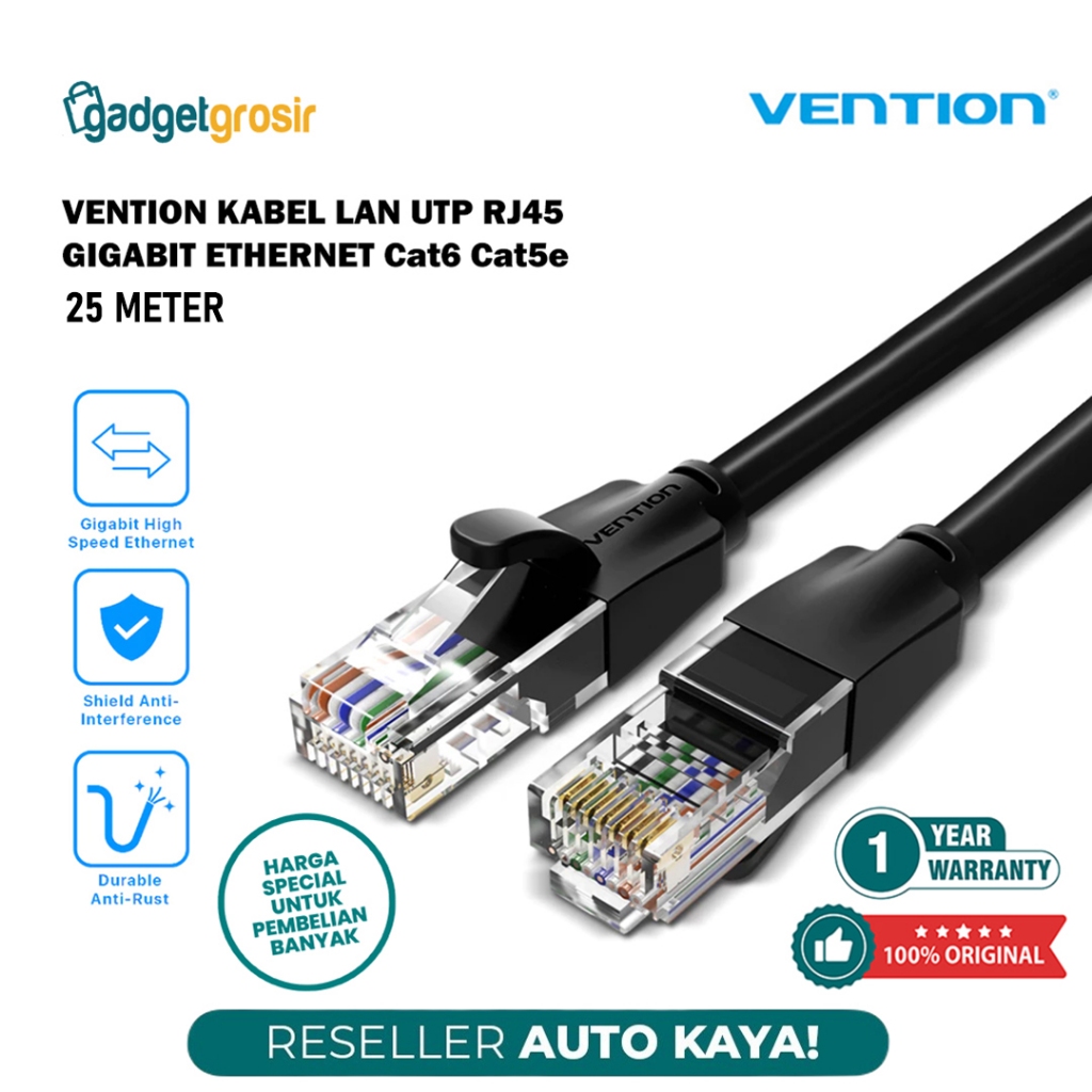 Jual VENTION Kabel LAN RJ45 Cat6 Panjang 25 Meter / 35 Meter Cat5e UTP ...