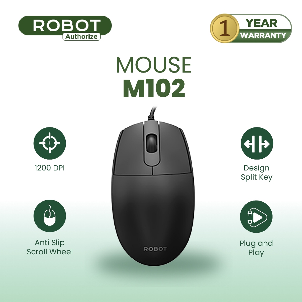 Jual ROBOT Optical Mouse Office Wired M102 Mouse Berkabel / Mouse untuk ...