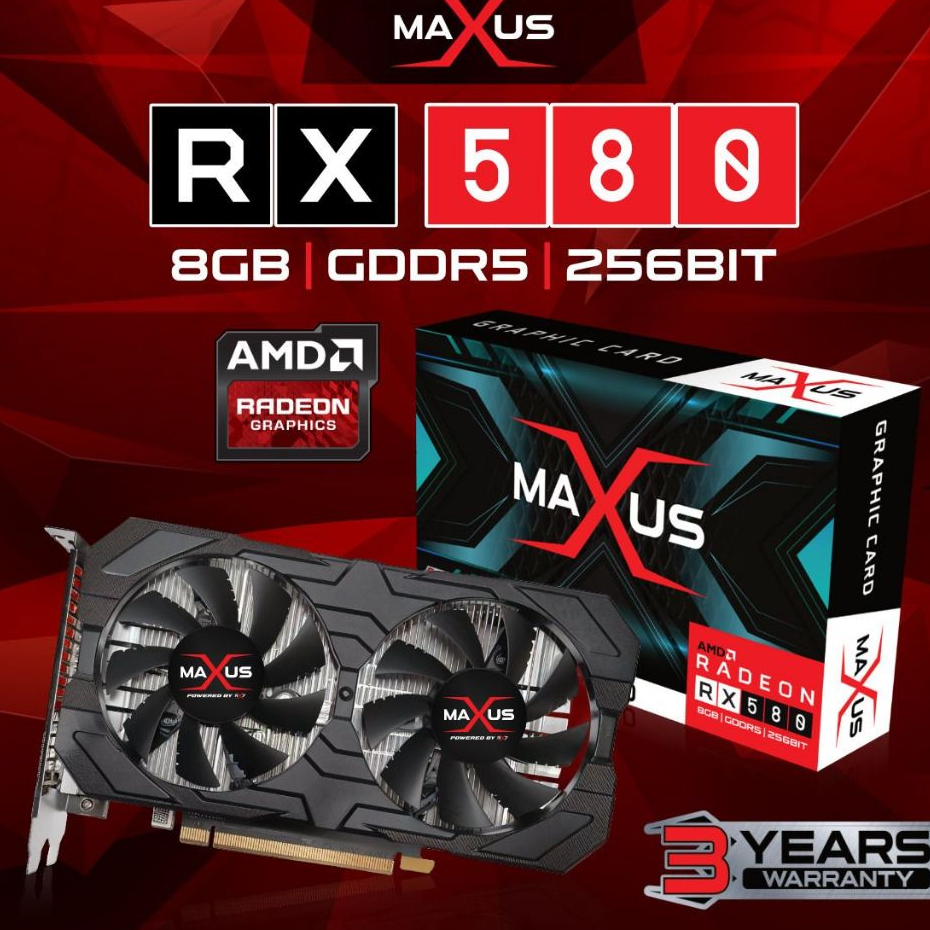 Jual VGA MAXUS RADEON RX 580 8GB GDDR5 256BIT DUAL FAN RX580 gddr5x amd ...
