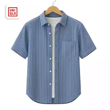 Kemeja Pria Motif Garis Lengan Pendek Slim Fit Casual Korean Style Adem Stylish Katun Premium