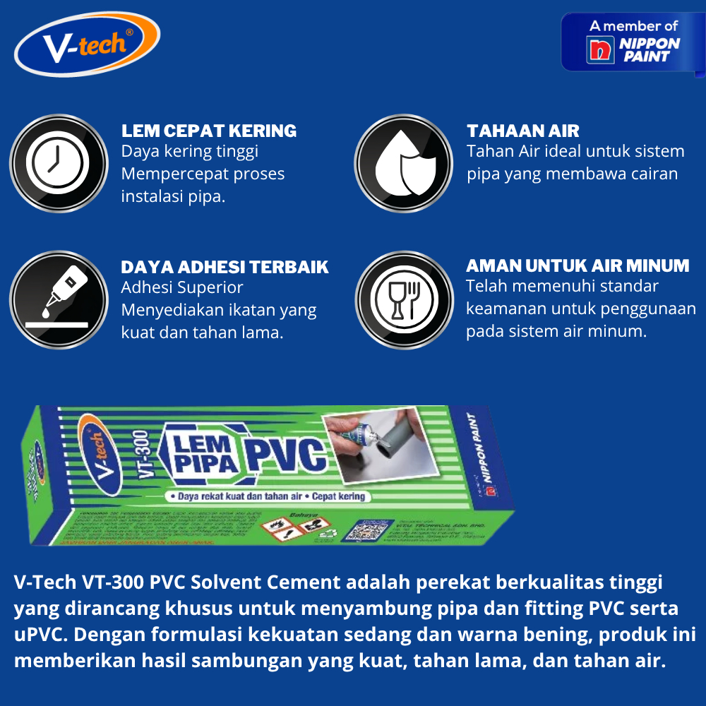 Jual VTECH LEM PIPA VT-300 LEM PIPA 50ML NIPPON PAINT VT 300 LEM PIPA ...