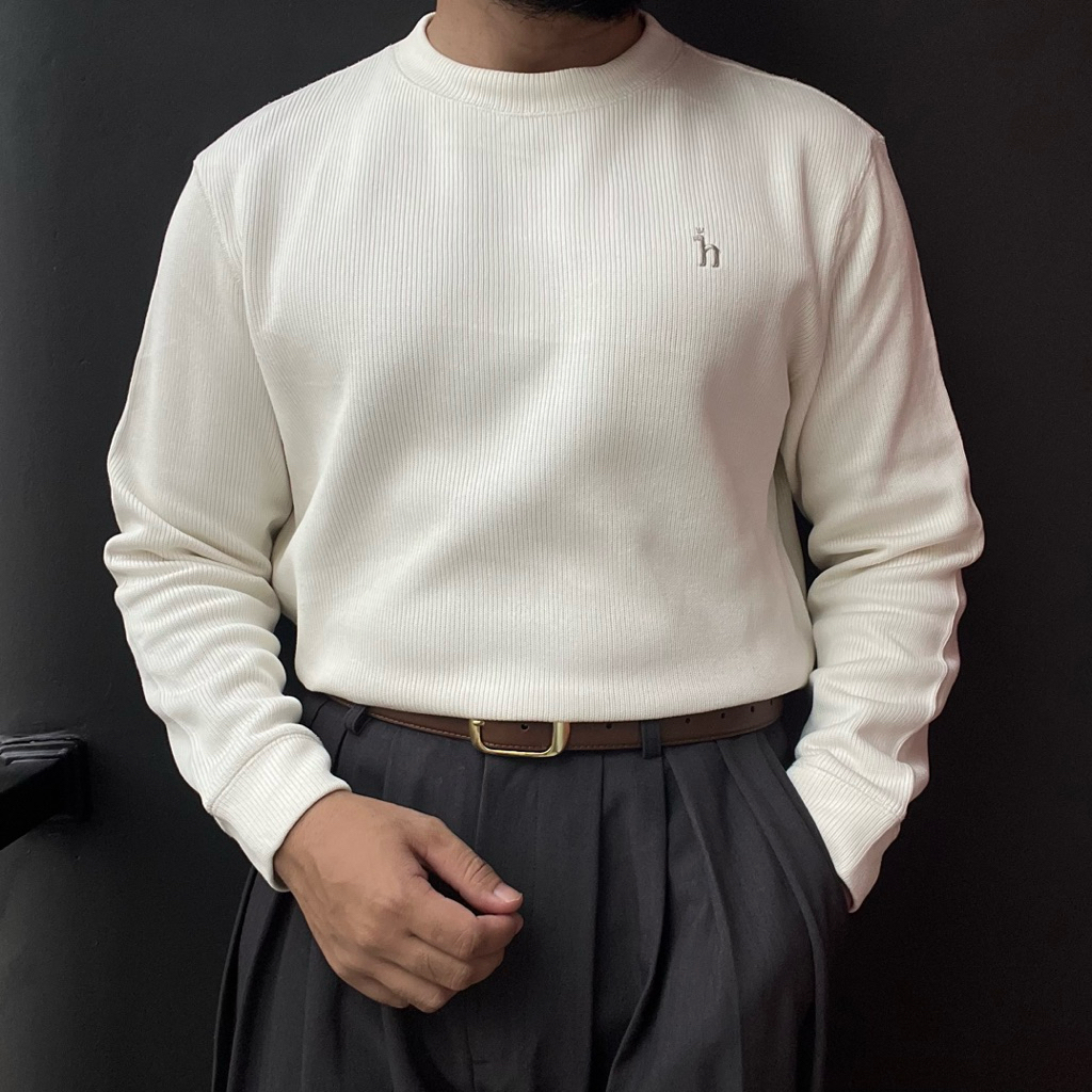 Jual Sweater Rajut Putih Tebal Textures Lidi by Hazzys | Shopee Indonesia