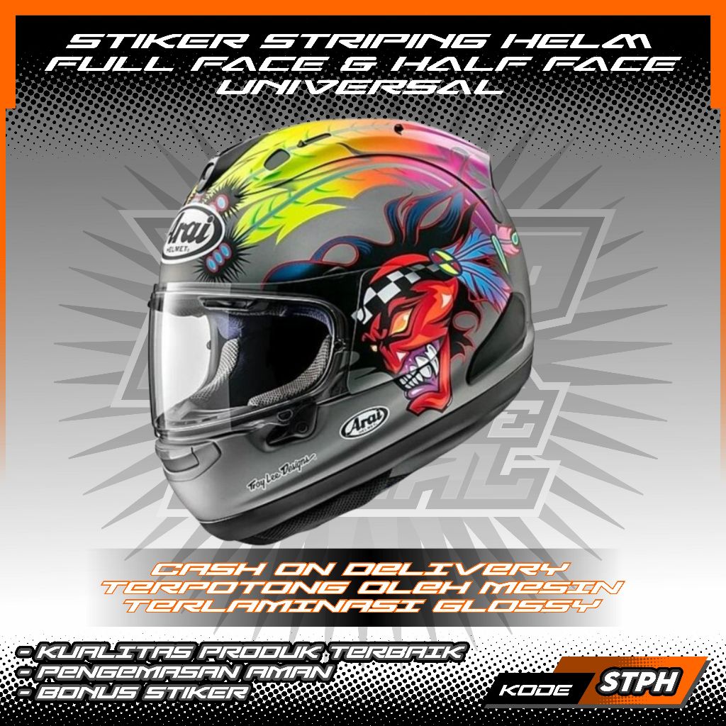 Jual STIKER STRIPING HELM FULL FACE/HALF FACE UNIVERSAL MOTIF RUSSEL ...
