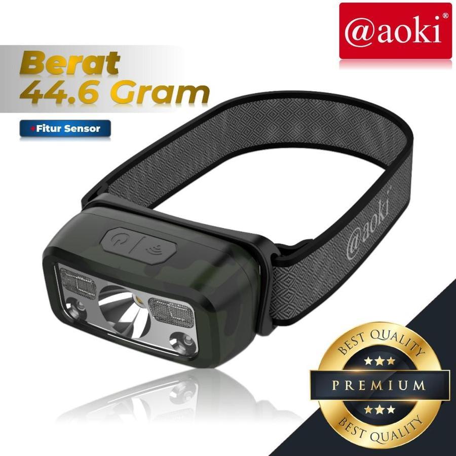 Jual Aoki Senter Kepala LED 10W Sensor Cerdas / Headlamp Ultra Ringan ...
