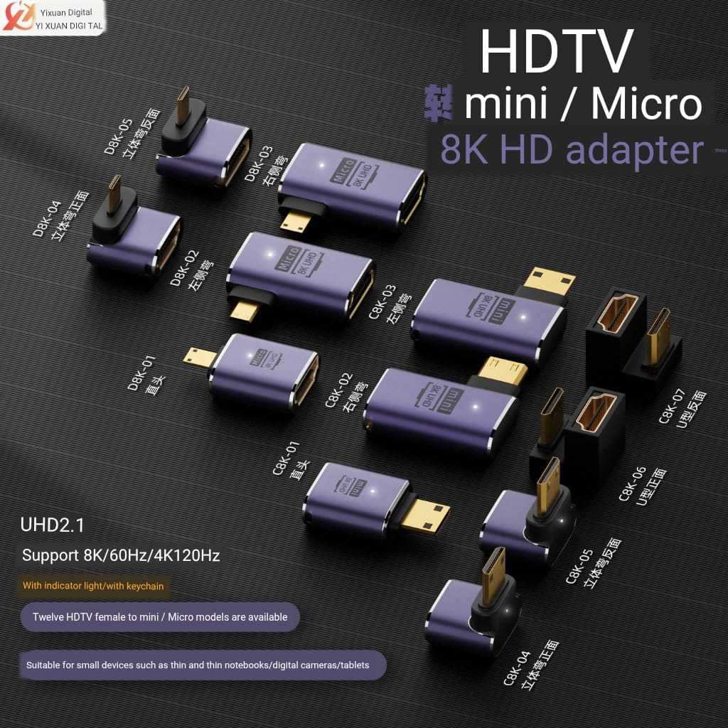 Jual Adaptor HDMI HDTV Mini/Mikro Multi-Fungsi 8K/60Hz & 4K/120Hz ...