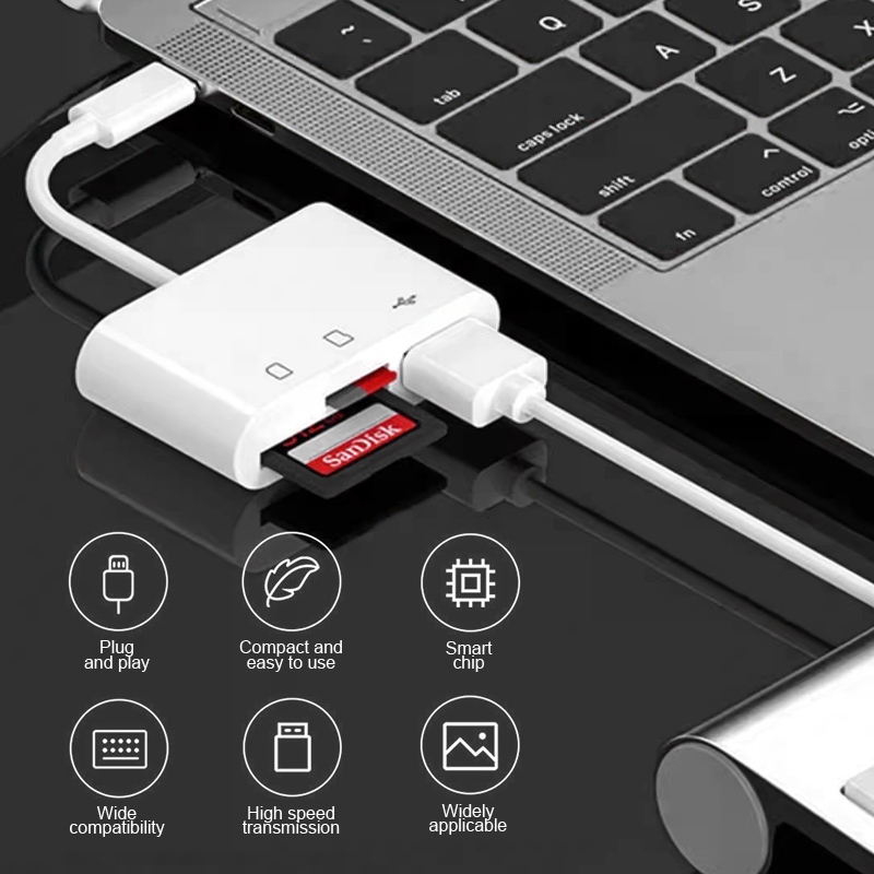 Jual Card Reader 3 in 1 OTG Type-C Micro SD/TF Flash Drive Card Reader ...
