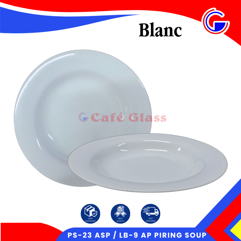 Piring Makan Soup Keramik - Piring Makan Putih - Piring Soup 9.25 Inch Blanc - Piring Makan Hotel