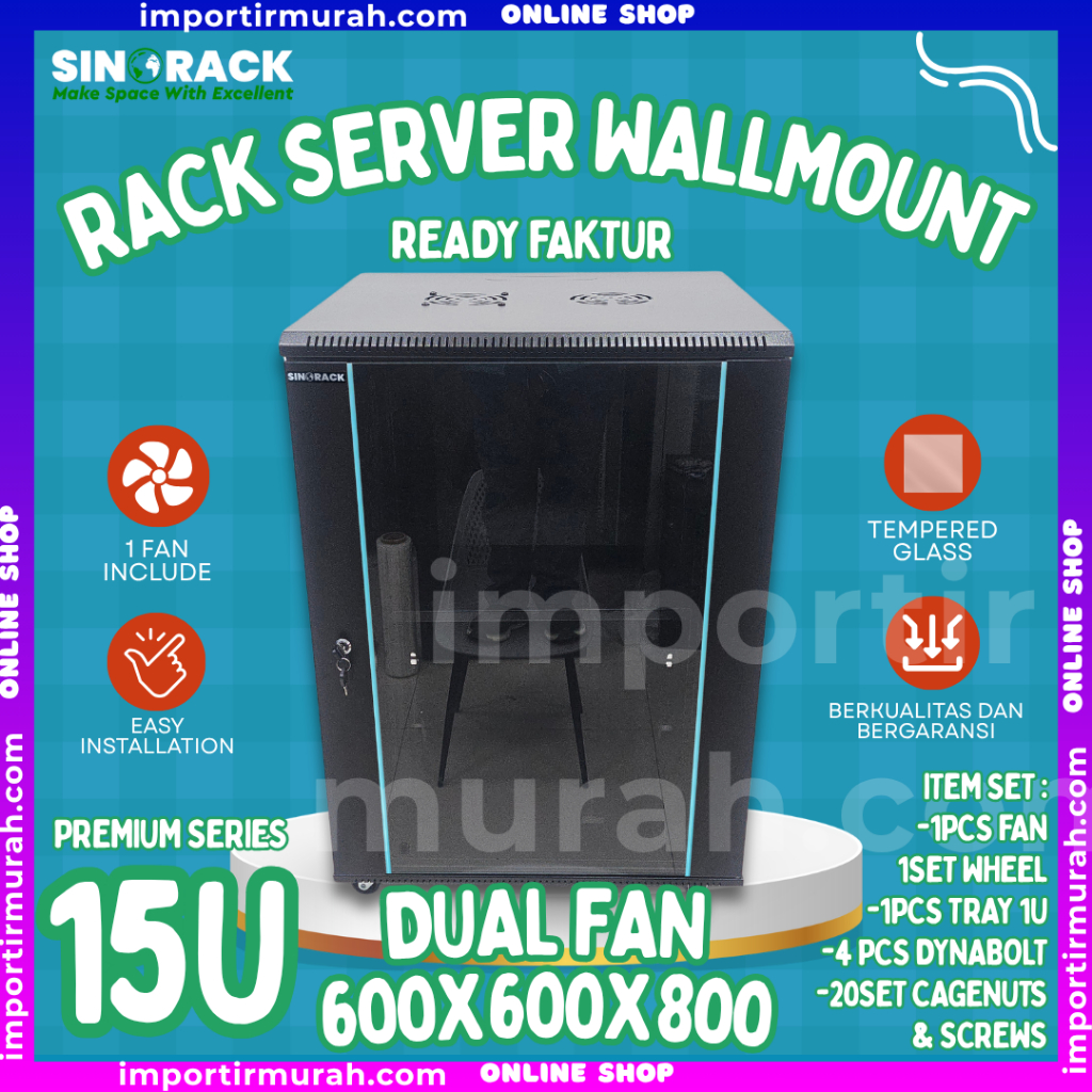 Jual WALL MOUNT 15U RACK SERVER KABINET Dual Fan Premium Series ...