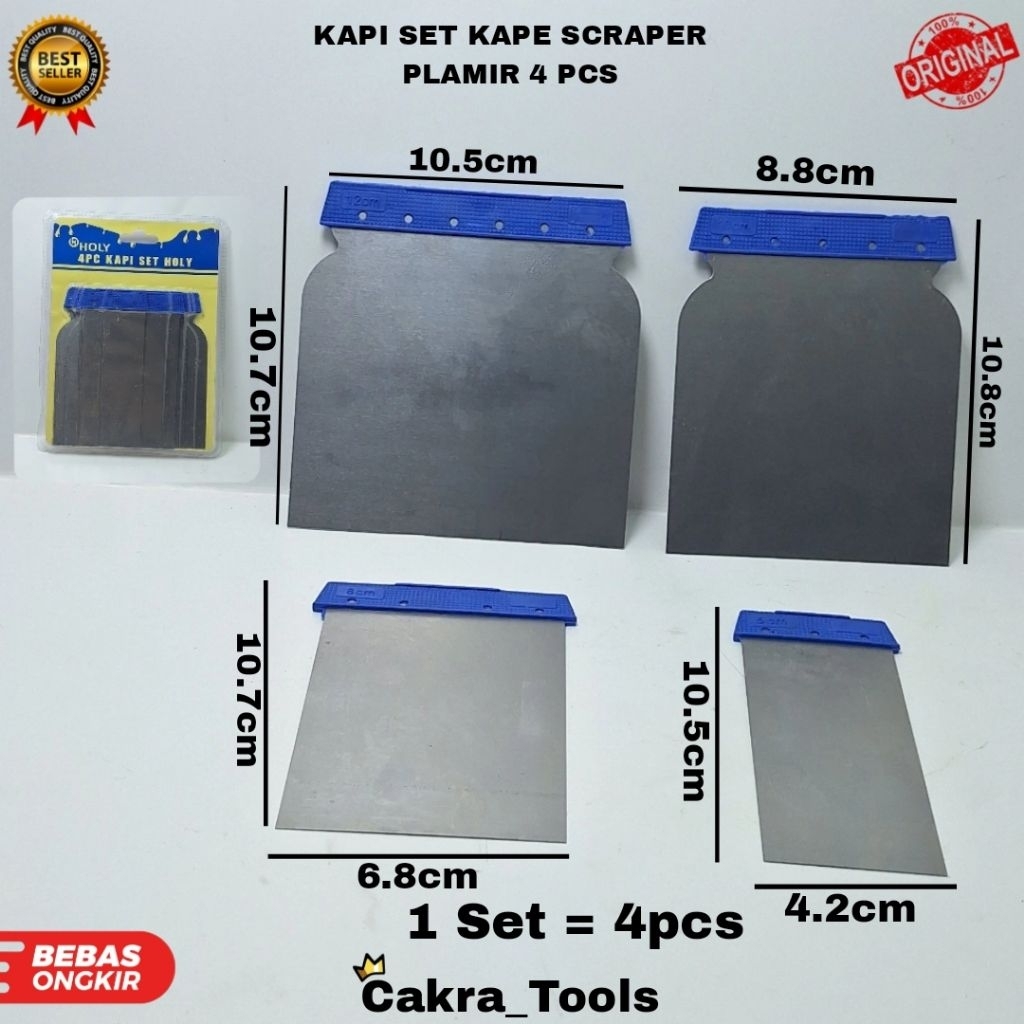 Jual KAPI SET KAPE SCRAPER PLAT PLAMIR DEMPUL 4 PCS | Shopee Indonesia
