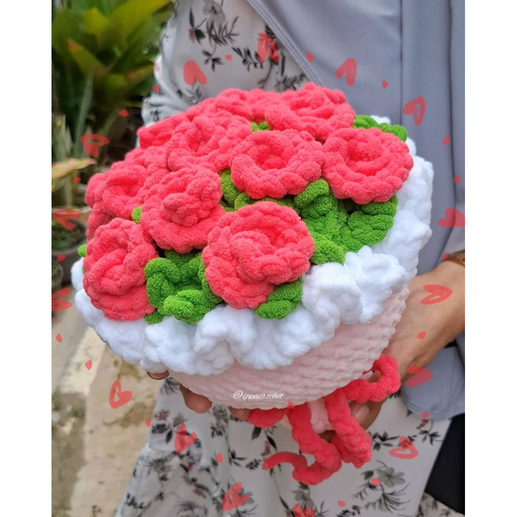 Jual Buket Rajut Jumbo / Buket Mawar Rajut / Buket Mawar Besar / Big ...