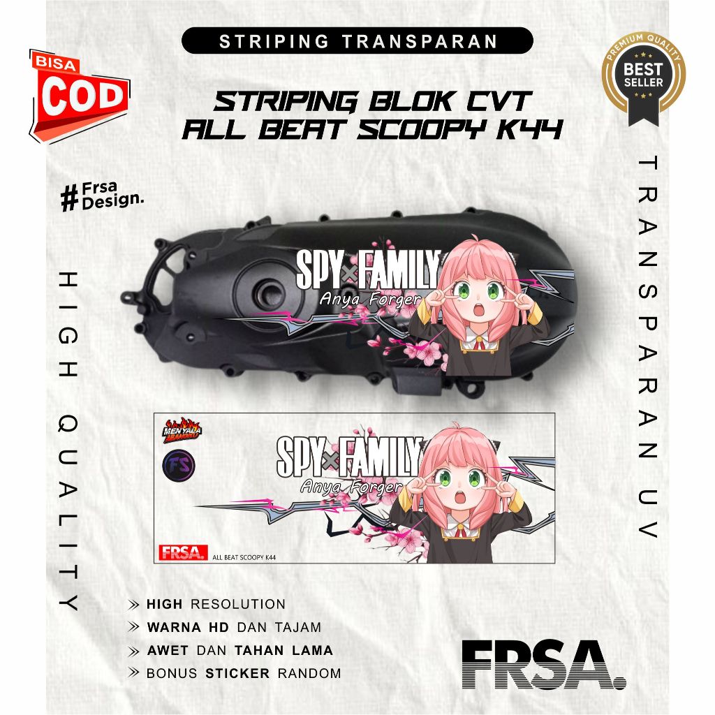 Jual Sticker Variasi Cover Block CVT Motif SPYxFAMILY Anya Bahan Bening ...