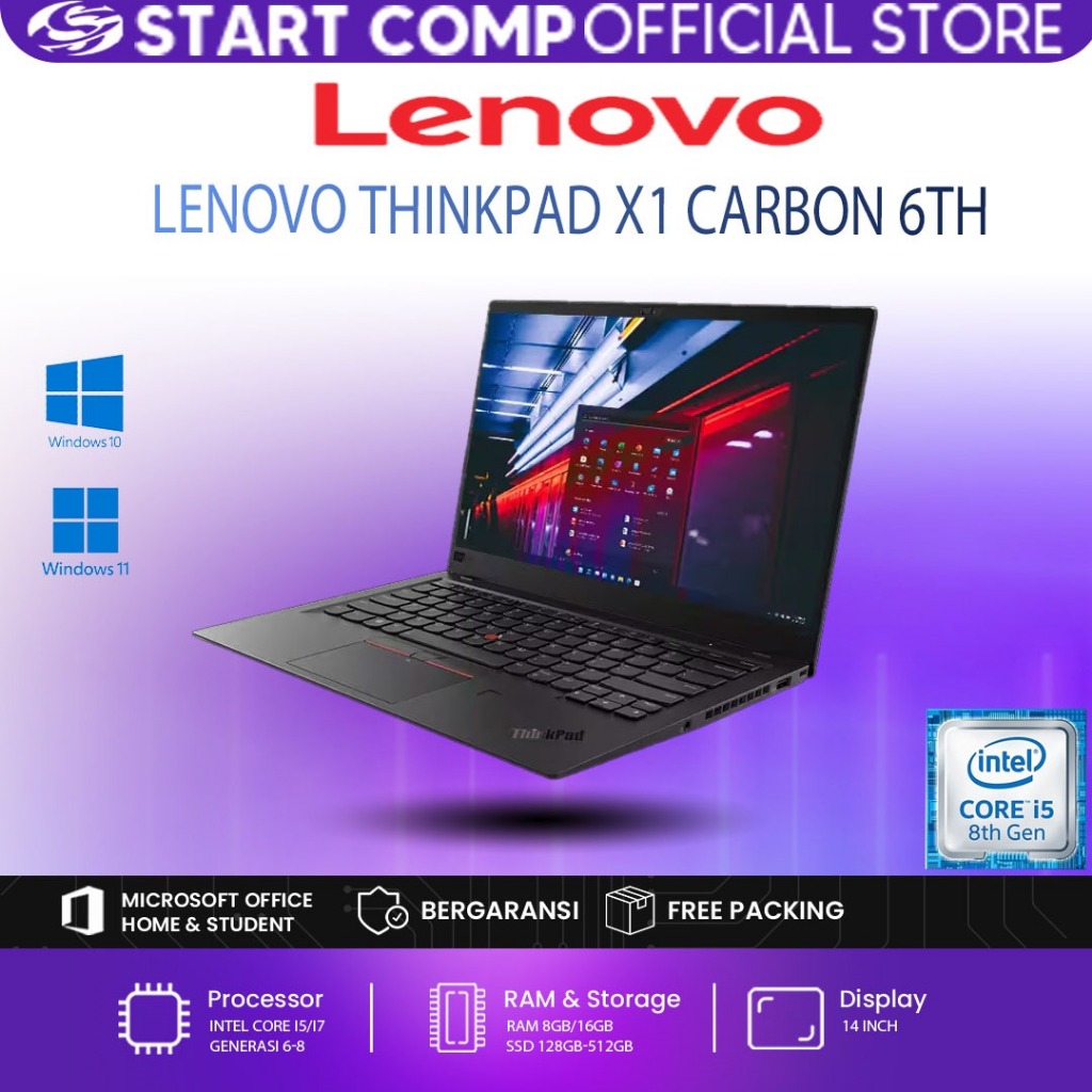 Jual Laptop Lenovo Thinkpad X1 Carbon 6th,4th,5th,7th,8th Core i5 Gen 8 ...