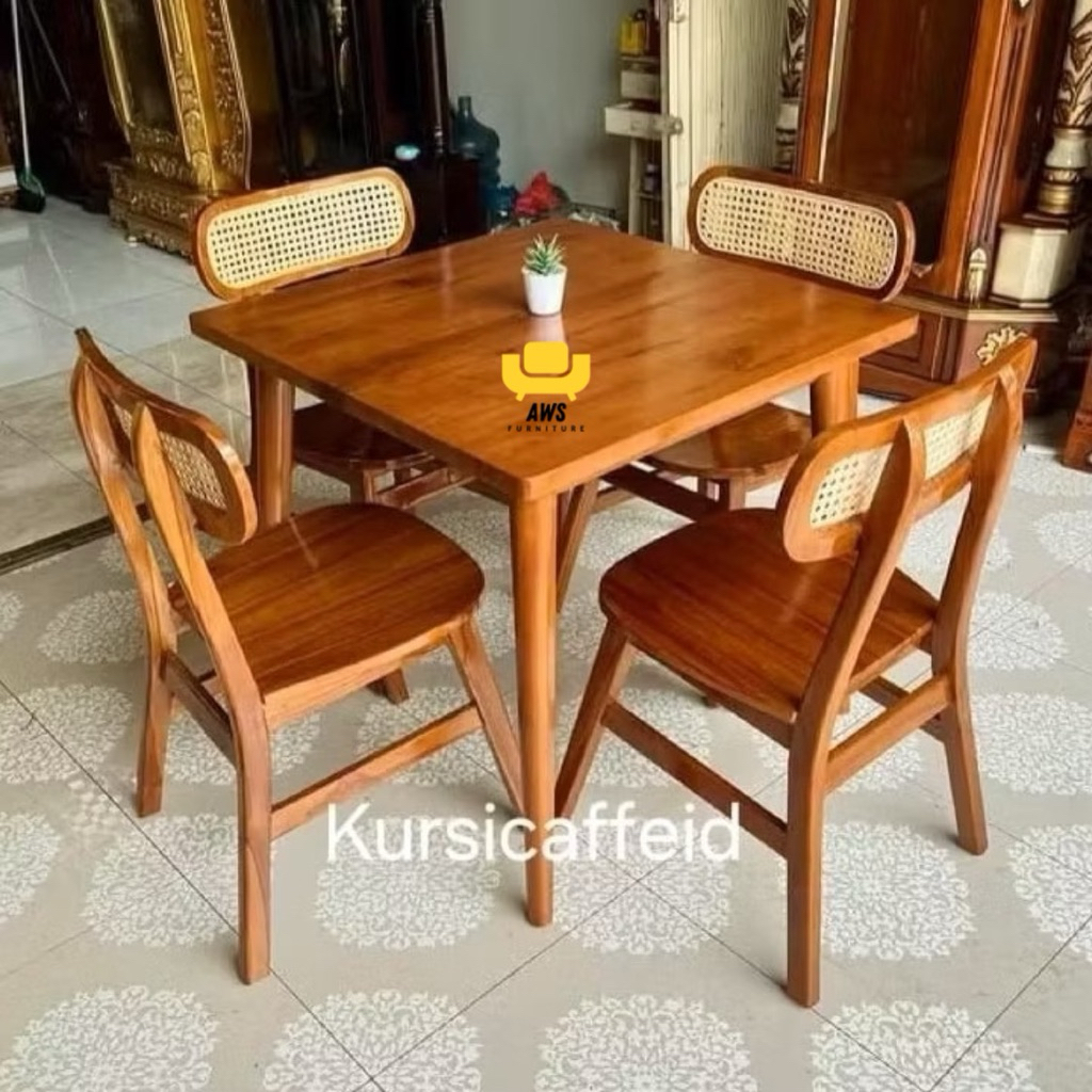 Jual Meja Makan Ropan Rotan Terbaru || Kursi Caffe Resto Jati Modrn ...