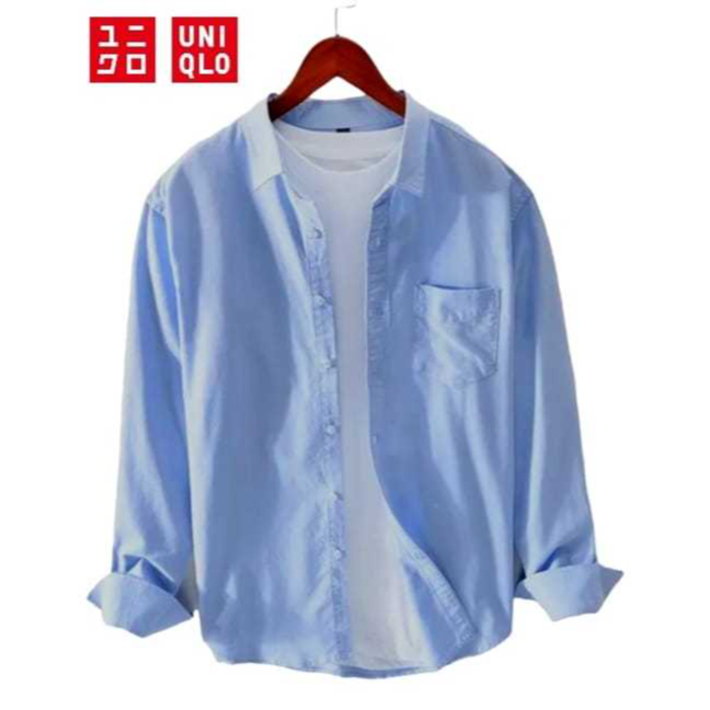 Uniqlo Kemeja Polos Pria Slimfit Atasan Ukuran Jumbo Pakaian Casual - foto 3