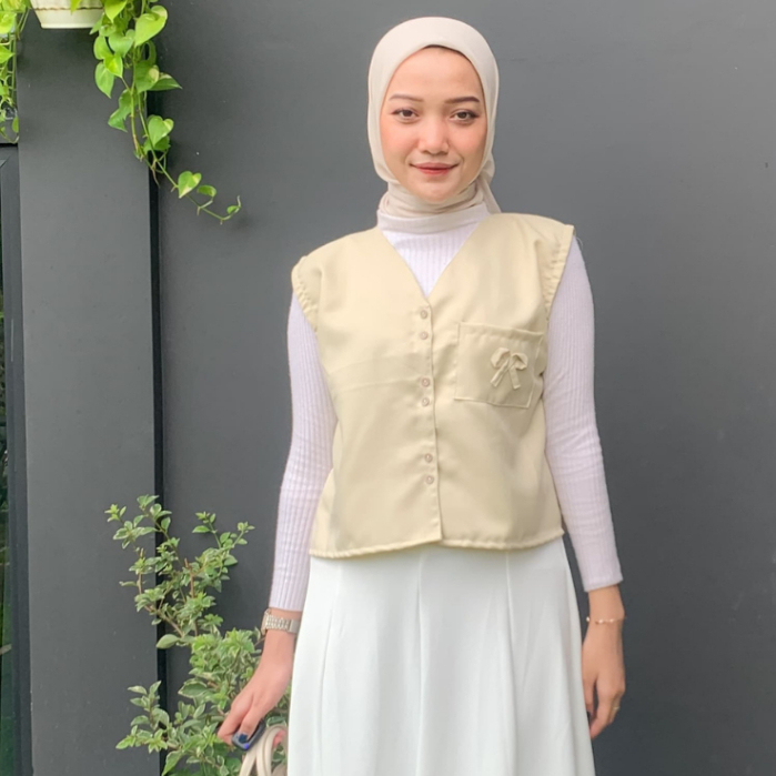 Jual CILILY- Vest Korean Style Rompi Atasan Wanita Mizoo Outer Tanpa ...