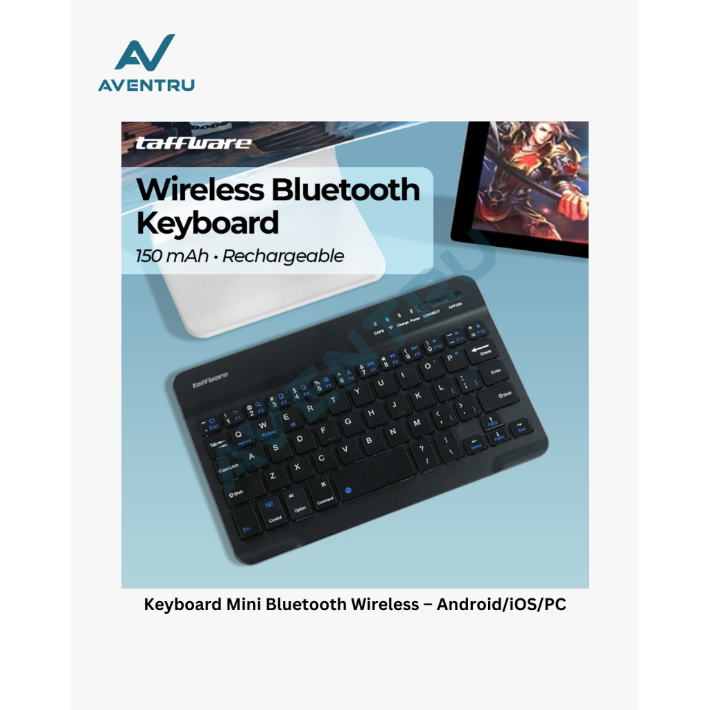 Jual Taffware Wireless Bluetooth Keyboard Rechargeable - KM78D - Black ...