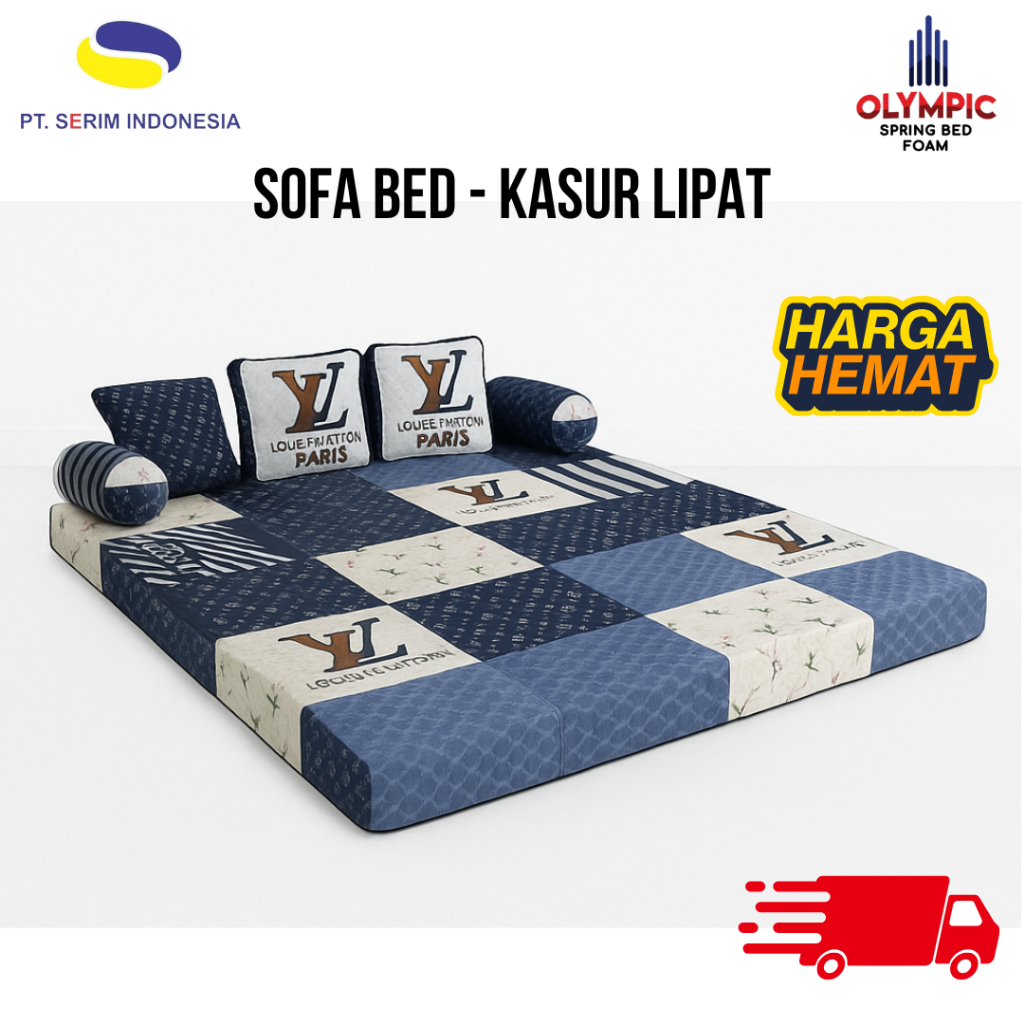 Jual AMS Sofa Bed Kasur Busa Lipat 3 Free Bantal Guling Multifungsi Dan ...
