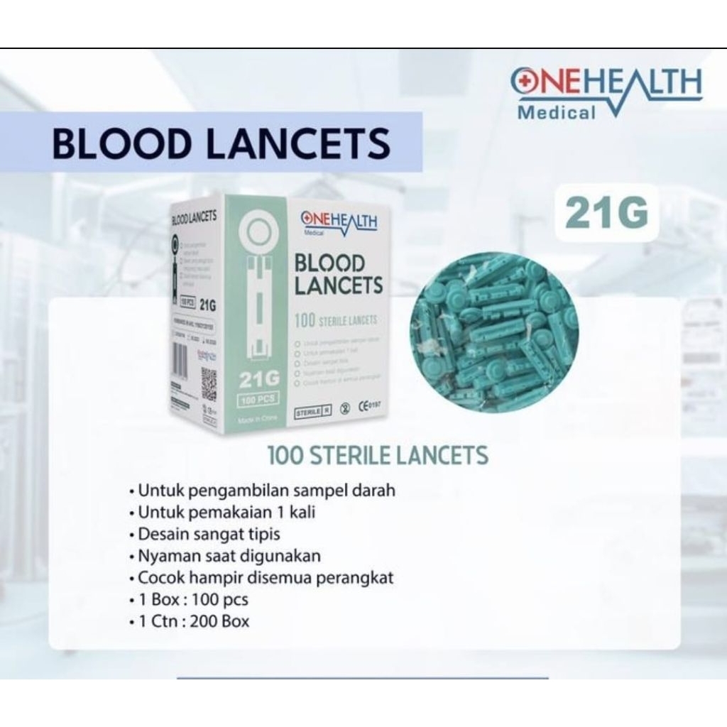 Jual Blood Lanset/Lancet Steril ONEHEALTH 21G | Shopee Indonesia