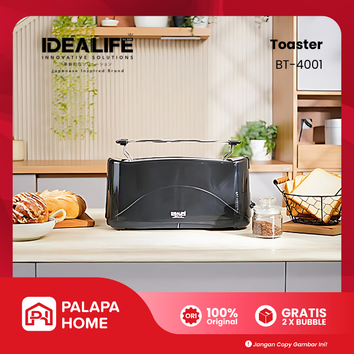 Jual Idealife Pemanggang Roti Listrik 4 Potong + Rak Penghangat BT-4001 ...