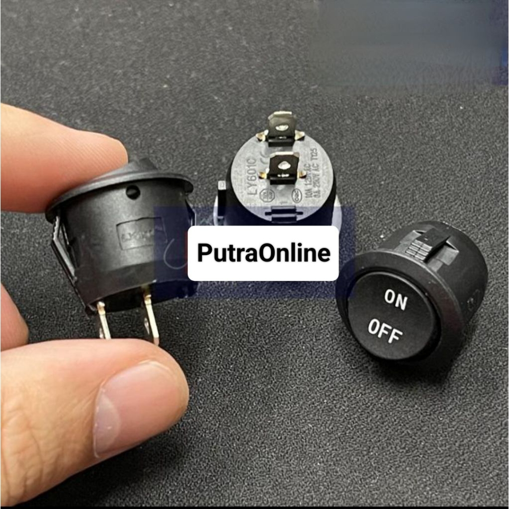 Jual Saklar Switch On Off Bulat Hitam Besar 2 Pin / 2kaki ( Kualitas ...
