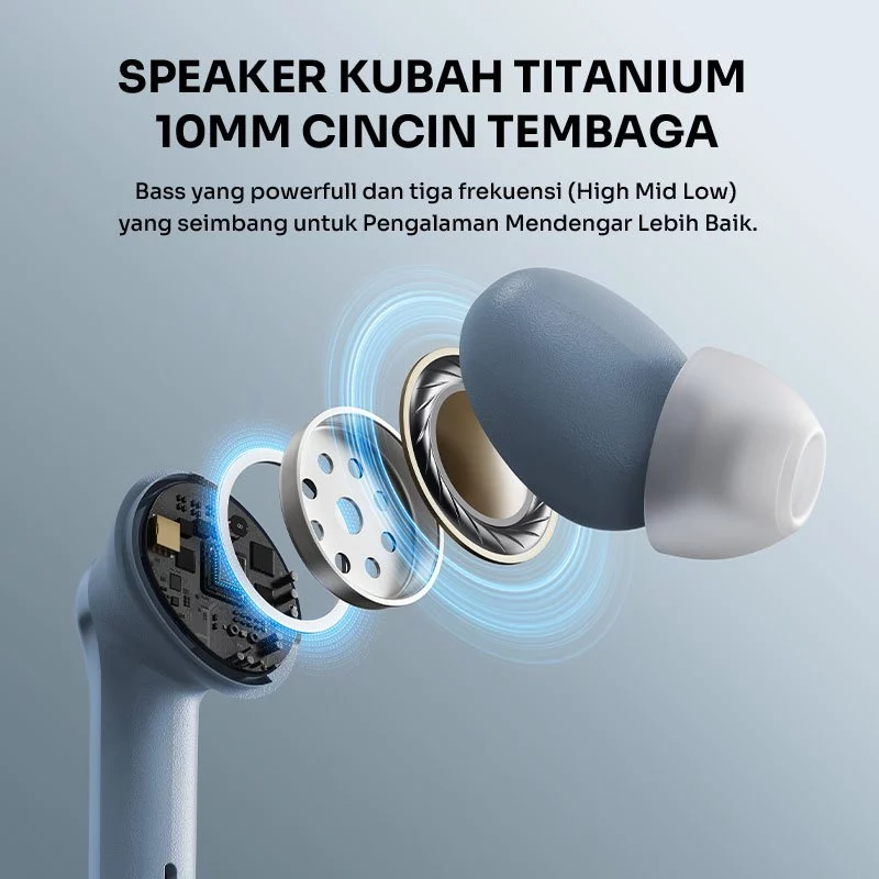 ROBOT TWS Earbuds Wireless ANC ENC Canceling Noise Control T70NC Bluetooth 5.4 Original - Garansi Resmi 1 Tahun