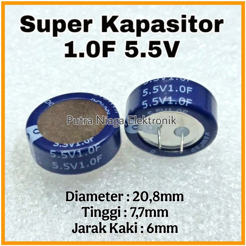 Jual Super Kapasitor 1F 5.5V Elco 1.0F 5,5V Capacitor Battery Backup 1 ...