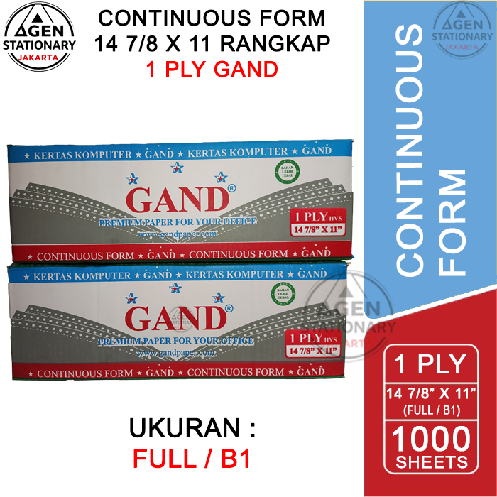 Jual KERTAS CONTINUOUS FORM GAND 14 7/8 X 11 1 PLY FULL FAKTUR SURAT ...