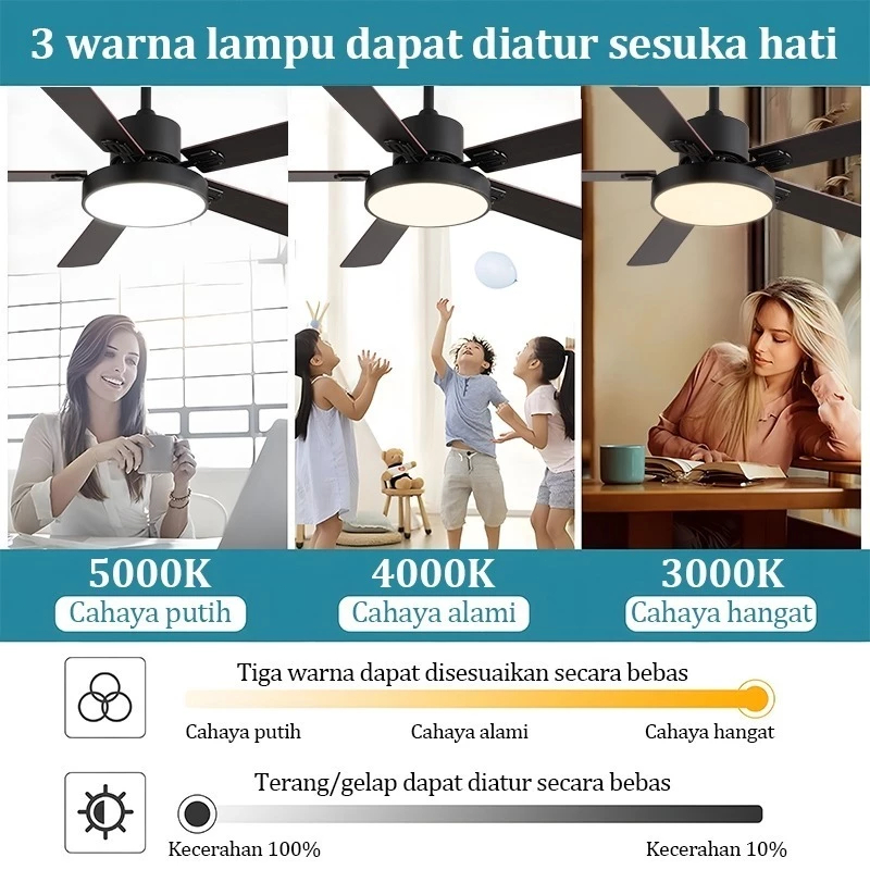 Jual YESQ Lampu Kipas Angin Gantung Lampu Plafon led 42/46/52/56inci ...