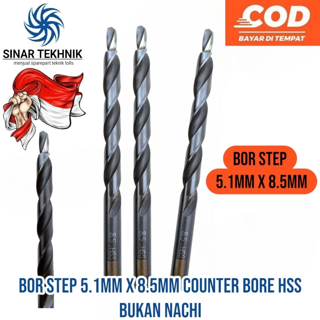 Jual Bor Step 5.1mm x 8.5mm Counter Bore Hss Bukan Nachi | Shopee Indonesia