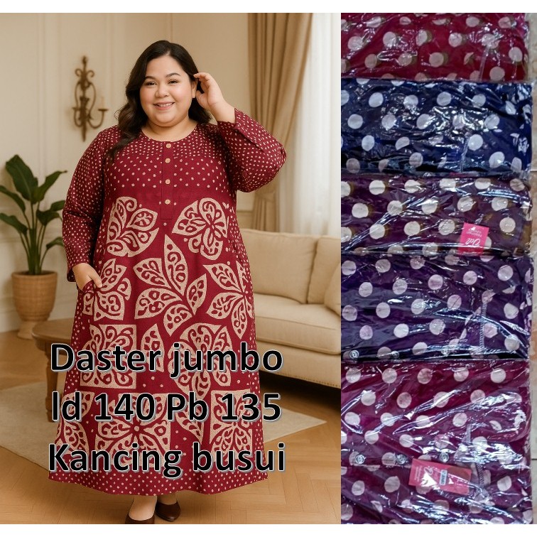 Jual Daster Jumbo LD 130 Lengan Panjang Busui Friendly Kancing Depan ...