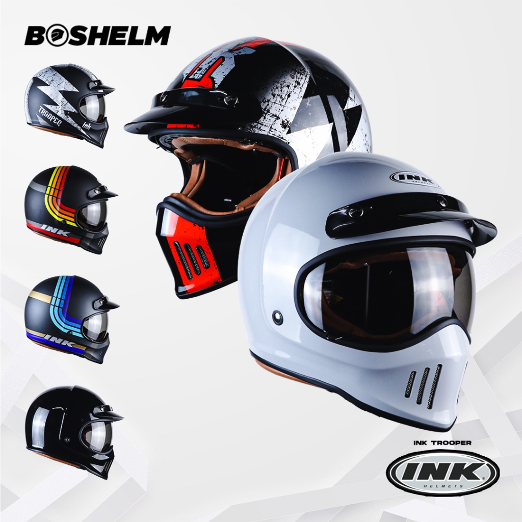 Jual BOSHELM Helm INK Trooper Solid HITAM DOFF Helm Full Face SNI ...