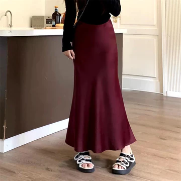 Satin Long Skirt Rok Satin Silk Panjang M Sampai XXL