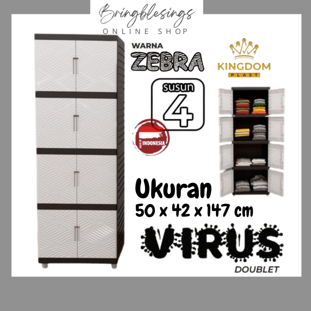 LEMARI PAKAIAN 2 PINTU KINGDOM VIRUS 4 SUSUN LEMARI PINTU KABINET LEMARI PLASTIK MINIMALIS