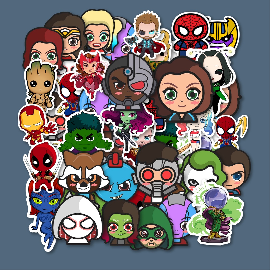 Jual STICKER PACK CHIBI SUPER HERO MIX | TAHAN AIR | CUTTING | HELM ...