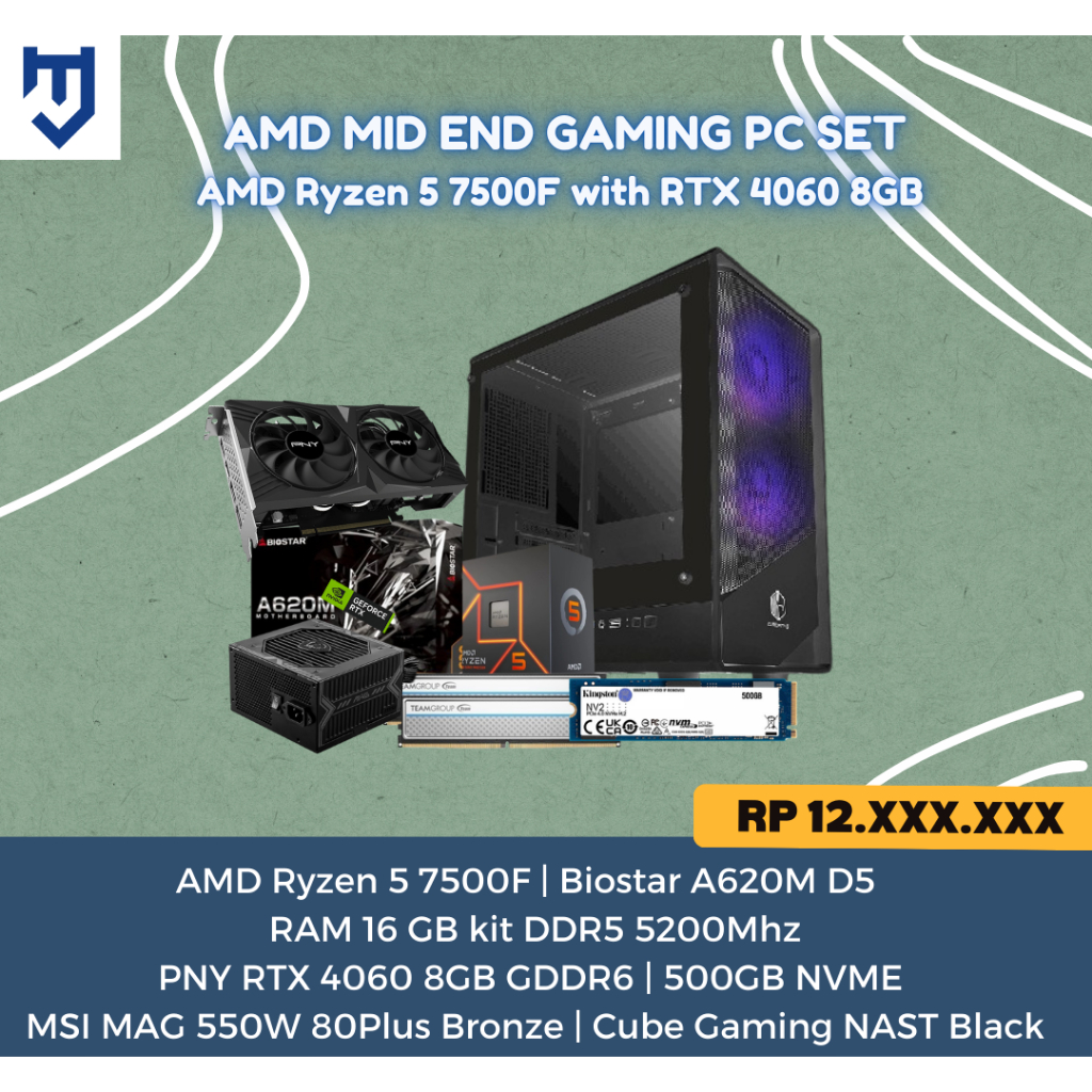 Jual PC MID END GAMING DDR5 Ryzen 5 7500F with RTX 4060 8GB GDDR6 ...
